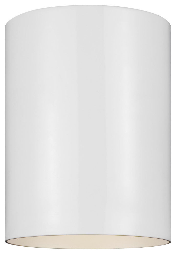 Outdoor Cylinder 1-Light Outdoor Ceiling Flush Mount, White