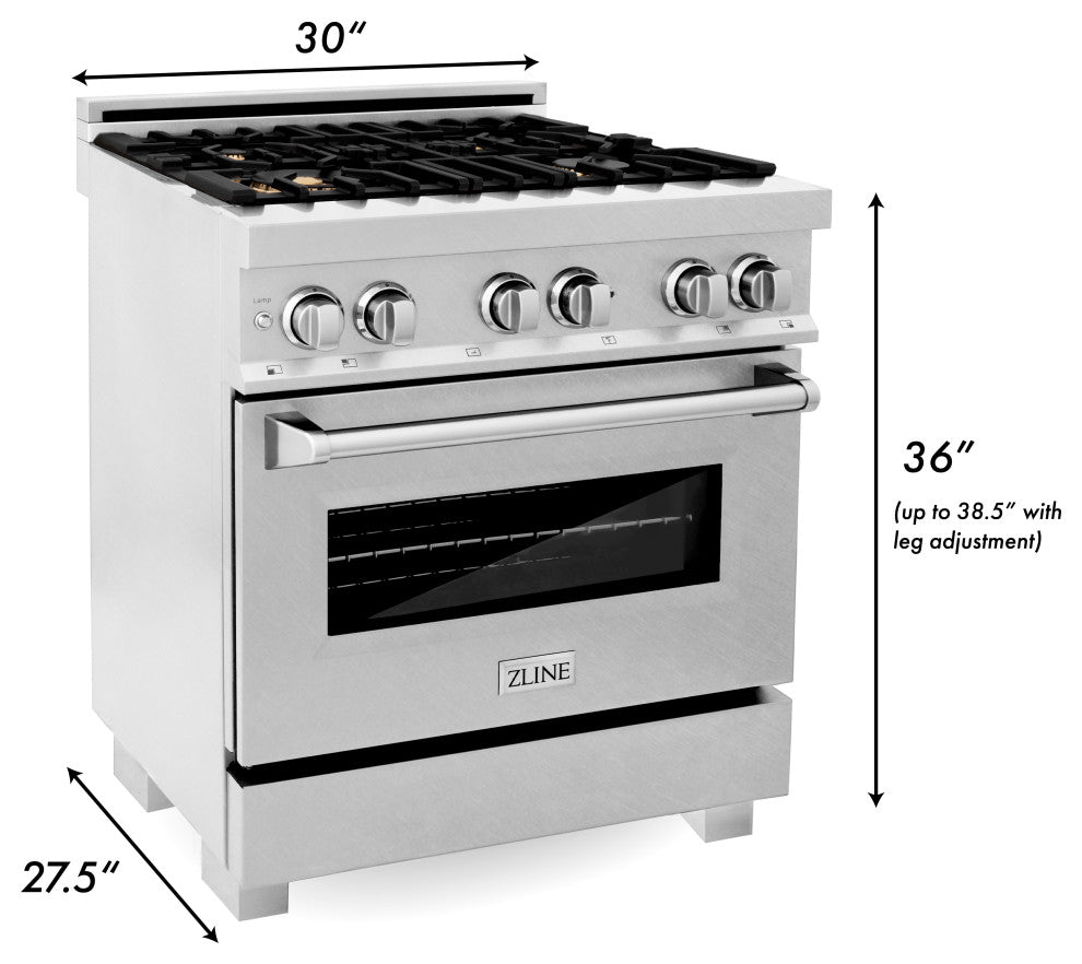 ZLINE 30" Dual Fuel Range With Griddle and Brass Burners