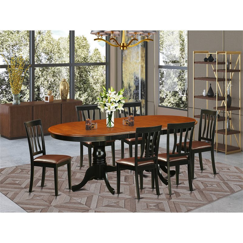 Plan7-Bch-Lc, 7-Piece Dining Room Set, Table With 6 Wood Dining Chairs