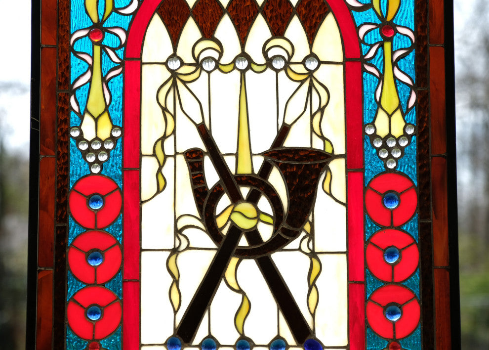20.5" x 34.75" Large Handcrafted glass window panel WL040101