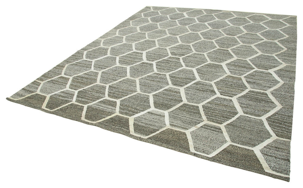 Rug N Carpet - Handmade Turkish 8' 3'' x 9' 11'' Modern Design Wool Kilim Rug