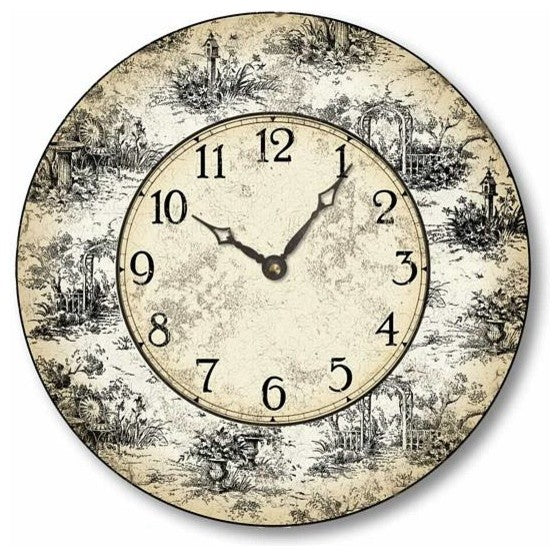 French Toile Vintage-Style Wall Clock