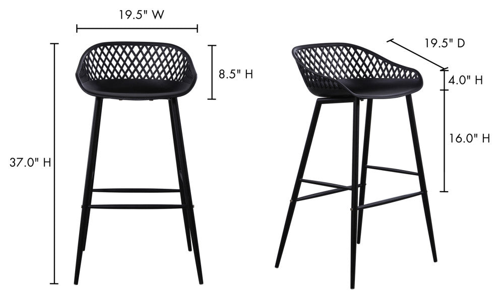 Contemporary Piazza Outdoor Barstool Black - M2 - Black