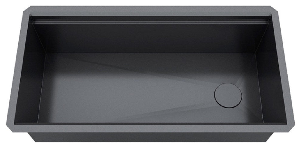 36in. Galaxy Black Undermount Single Bowl Stainless Steel Kitchen Sink Combo