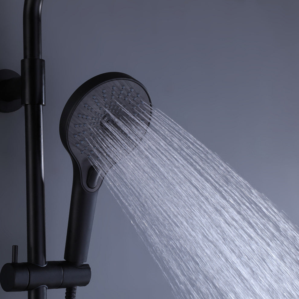 Shower System With Handheld Shower & Shower Head (Not Included Rough Valves), Matte Black