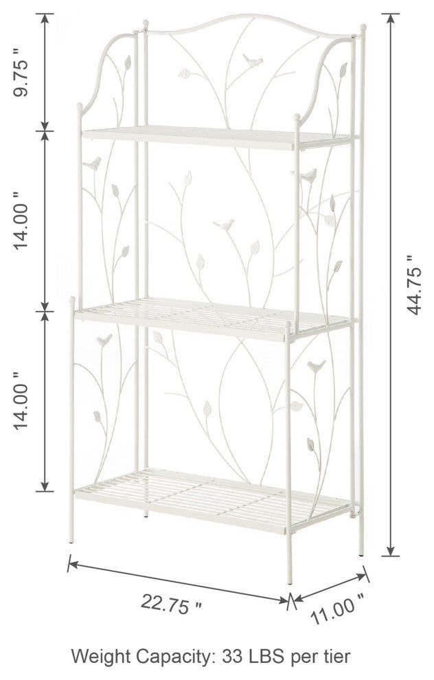 44.75" Rectangular 3-Tiered White Metal Shelf Planter Stand