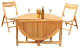 3-Piece Outdoor Teak Dining Set: 48" Butterfly Table, 2 Surf Folding Arm Chairs