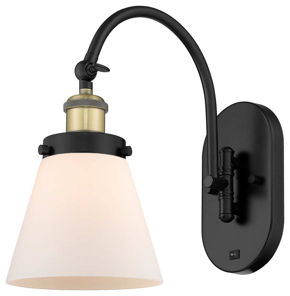 Cone Sconce, Black Antique Brass, Matte White, Matte White