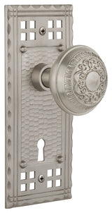 Craftsman Plate Privacy Egg & Dart Knob, Satin Nickel