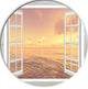 Open Window To Brown Seashore, Seashore Large Disc Metal Wall Art, 36"