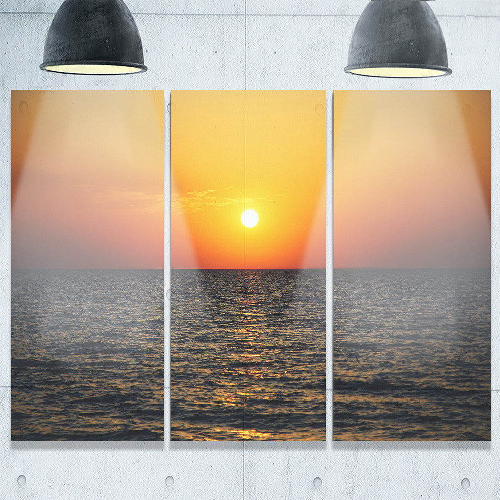 "Sunset Panorama Under Sea Surface" Metal Wall Art, 3 Panels, 36"x28"