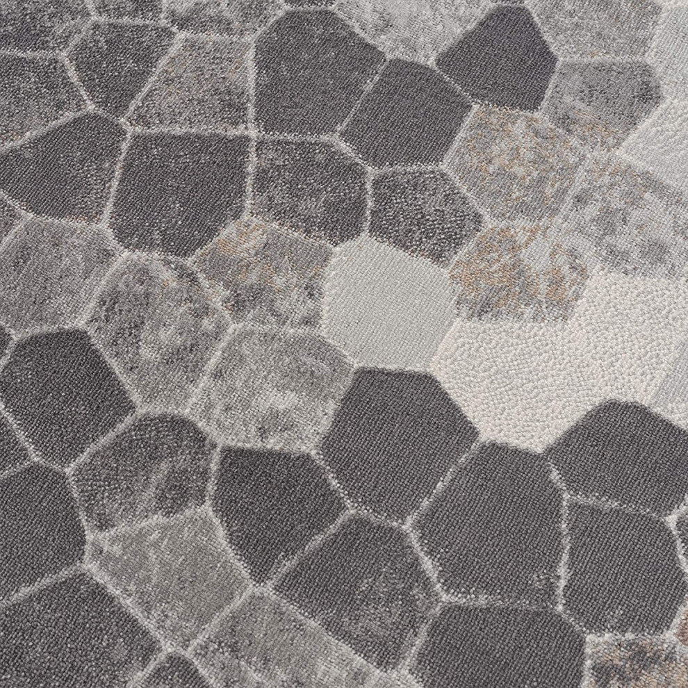 2" x 20" Beige Cobblestone Pattern Runner Rug