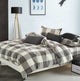 Gingham Washed Cotton 3 Piece Duvet Set, Grey, King (102" X 90")