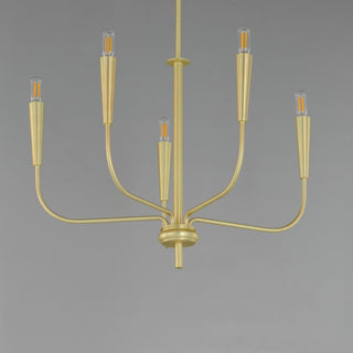 Maxim 24815 Vela 5 Light 24"W Abstract Chandelier - Satin Brass