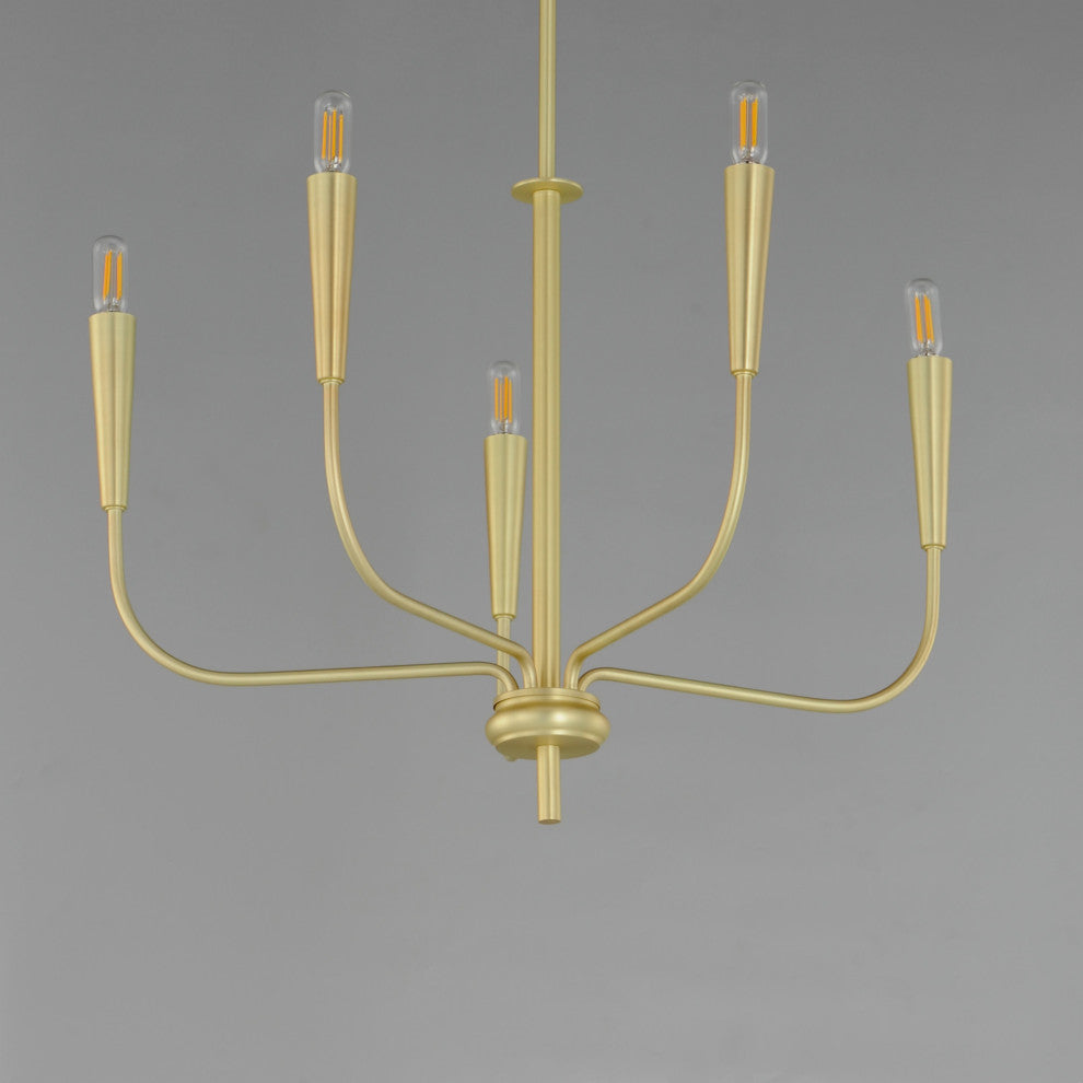 Maxim 24815 Vela 5 Light 24"W Abstract Chandelier - Satin Brass