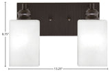 Edge 2-Light Bath Bar, Espresso Finish, 4" White Muslin Glass