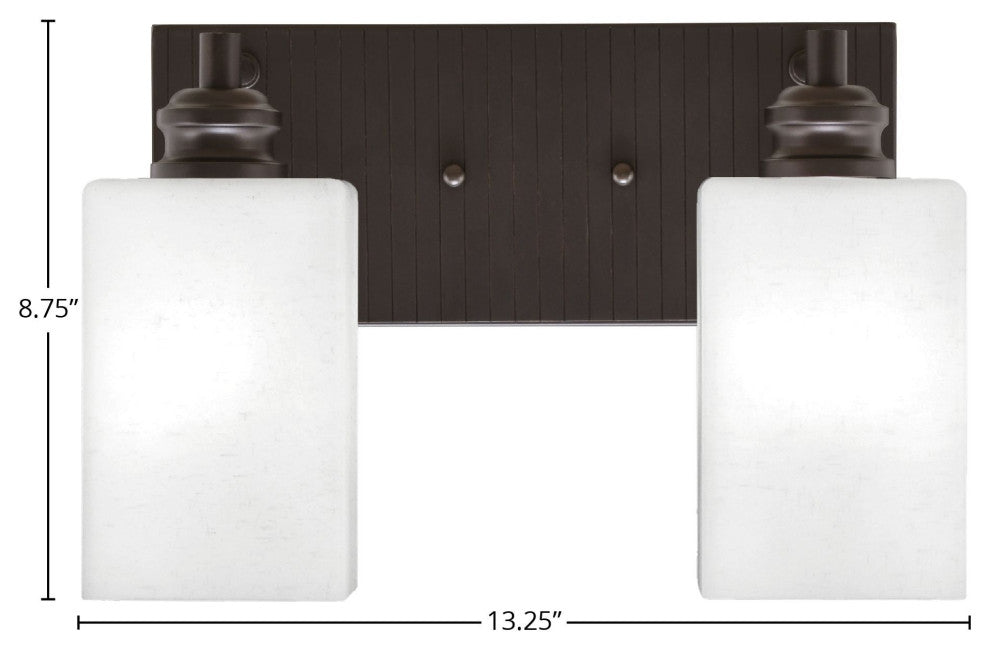 Edge 2-Light Bath Bar, Espresso Finish, 4" White Muslin Glass