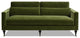 Elliot 84" Velvet Track Arm With Lumbar Pillows, Olive Green