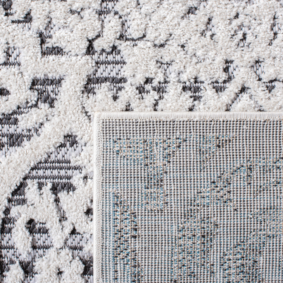 Safavieh Indoor-Outdoor Cabana Collection, CBN656 Rug, Ivory/Grey, 6'7" Square