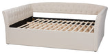 Modern Beige Fabric Upholstered Full Size Daybed