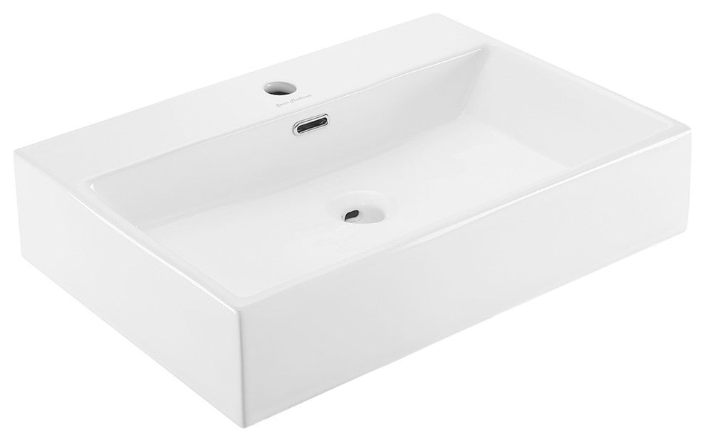 Claire 24" Rectangle Wall-Mount Bathroom Sink, Glossy White