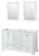 60" Double Bathroom Vanity, White, No Countertop, Gold Trim, 24" Mirrors