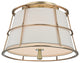 Savona, Two Light Semi Flush, Aged Brass Finish, Linen Shade