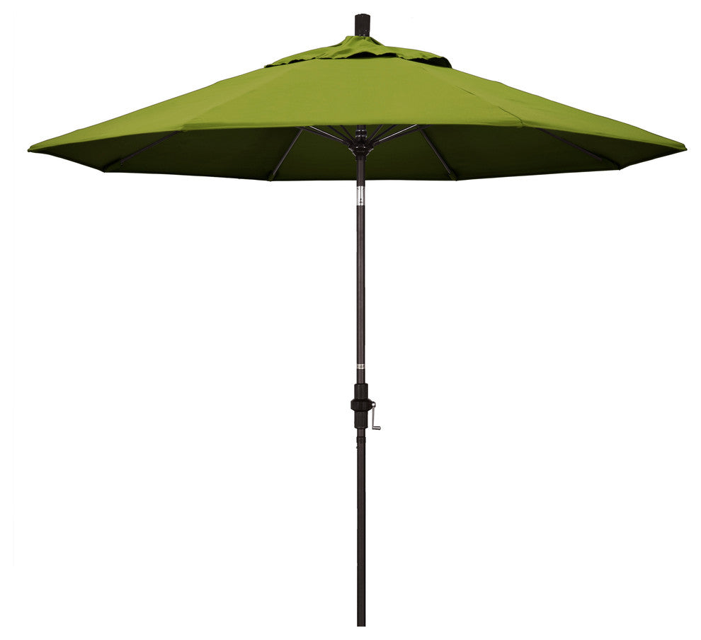 9' Bronze Collar Tilt Lift Fiberglass Rib Aluminum Umbrella, Olefin, Kiwi