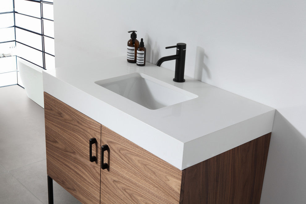 Cartisan Design Veemon Dual Mount Vanity, Walnut, 36"