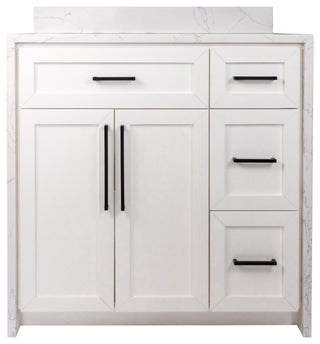 Palisade 36" Bathroom Vanity, White, Engineered Marble