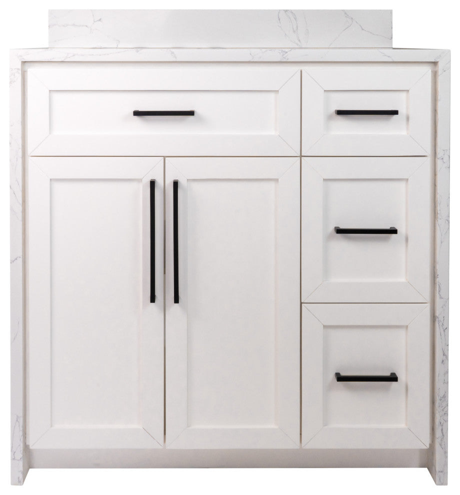 Palisade 36" Bathroom Vanity, White, Engineered Marble