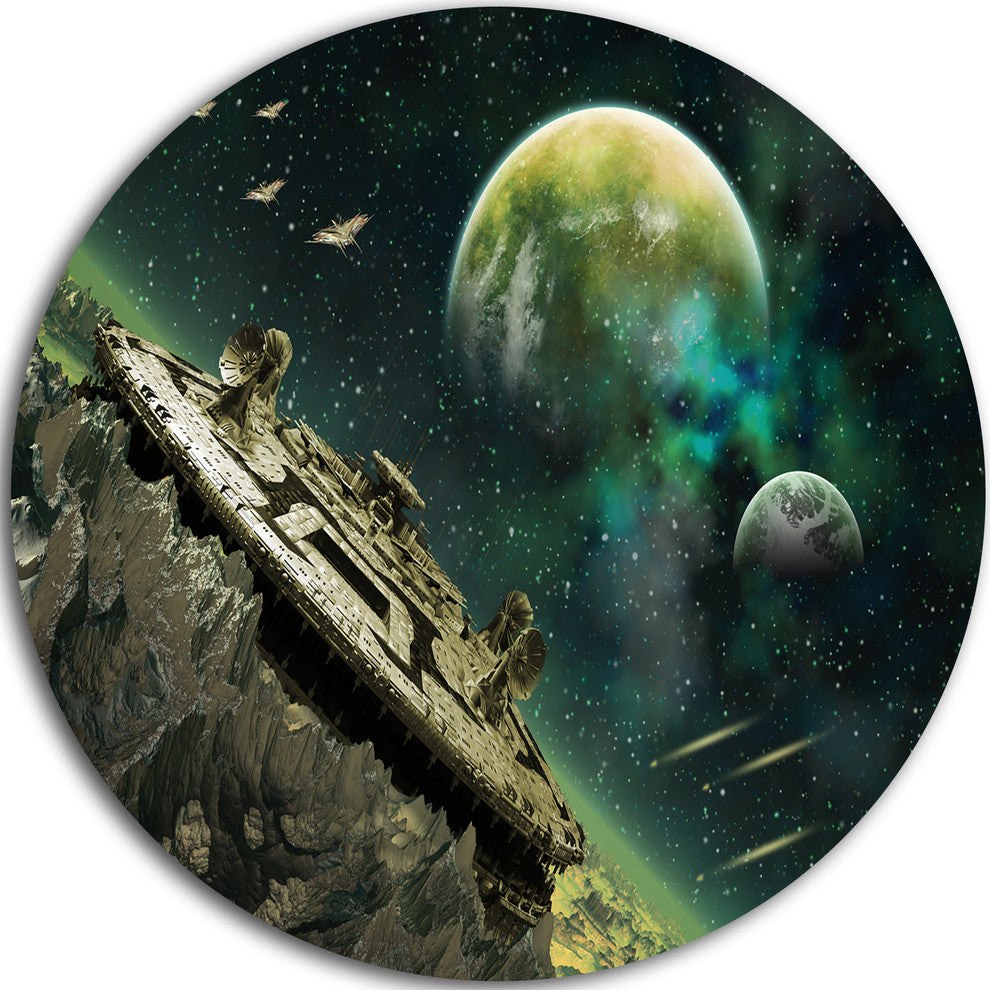 Alien Planet, Digital Artwork Large Disc Metal Wall Art, 36"