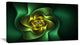 Fractal Green Flower on Black, Floral Canvas Art Print, 32"x16"