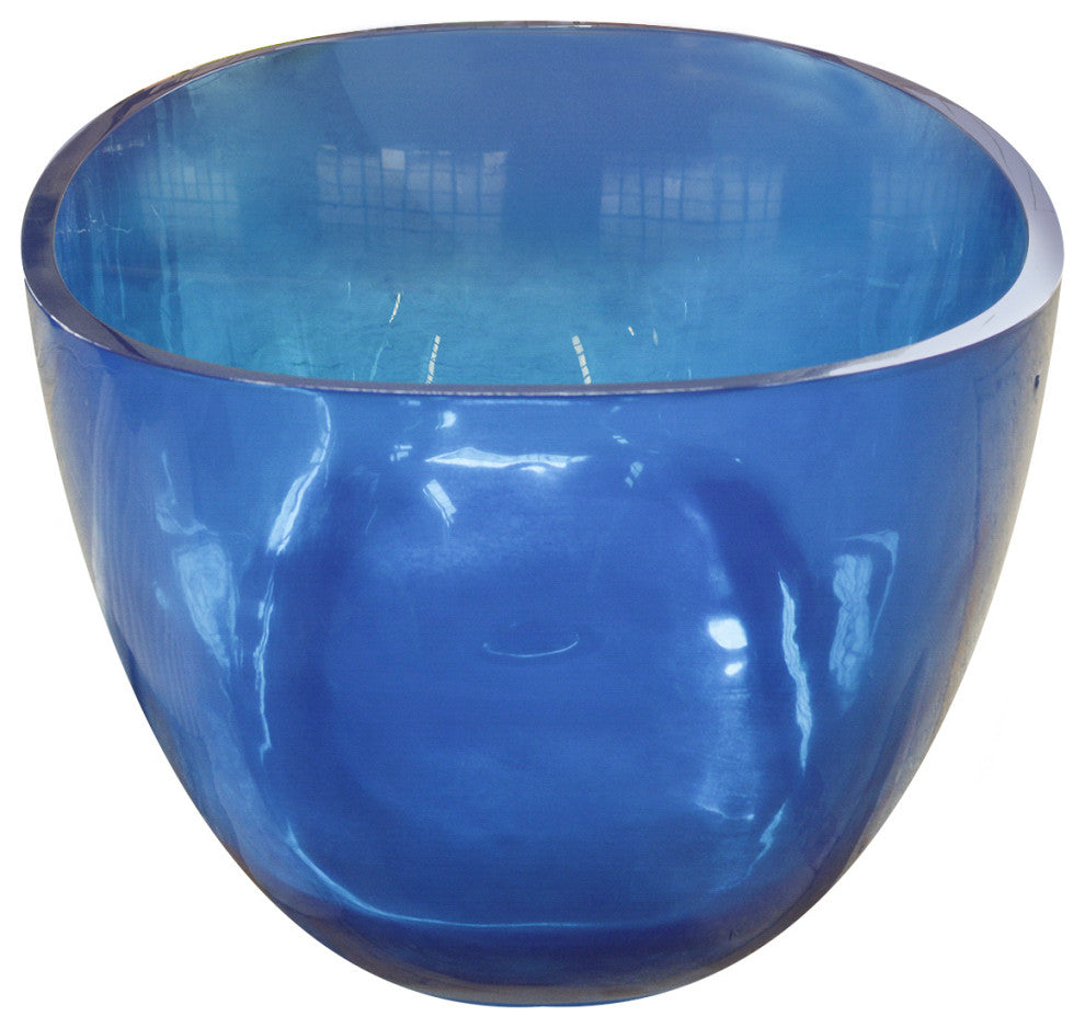 65 in.W Resin Freestanding Flatbottom Soaking Bathtub in Blue