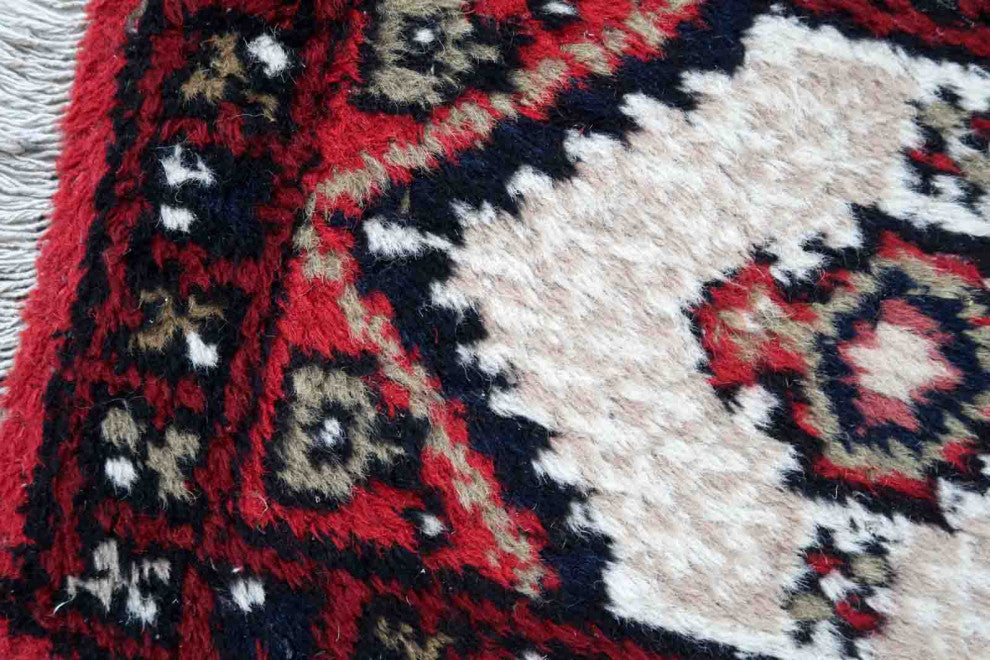 Handmade Vintage Persian Hamadan Mat 1.3'x1.9', 40cmx59cm 1970s