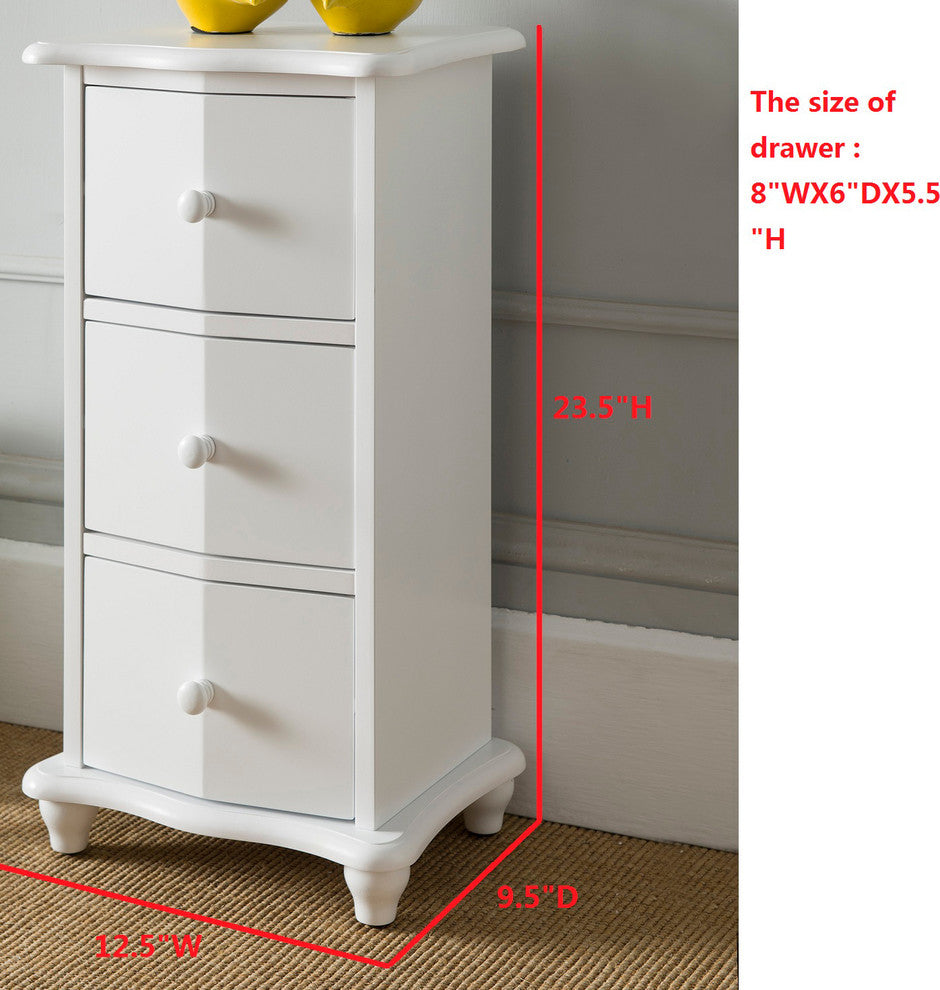 Jackson 3 Drawer Wooden Storage Accent Chest, White