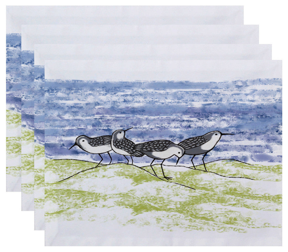 18"x14" Sandpipers, Animal Print Placemat, Gray, Set of 4