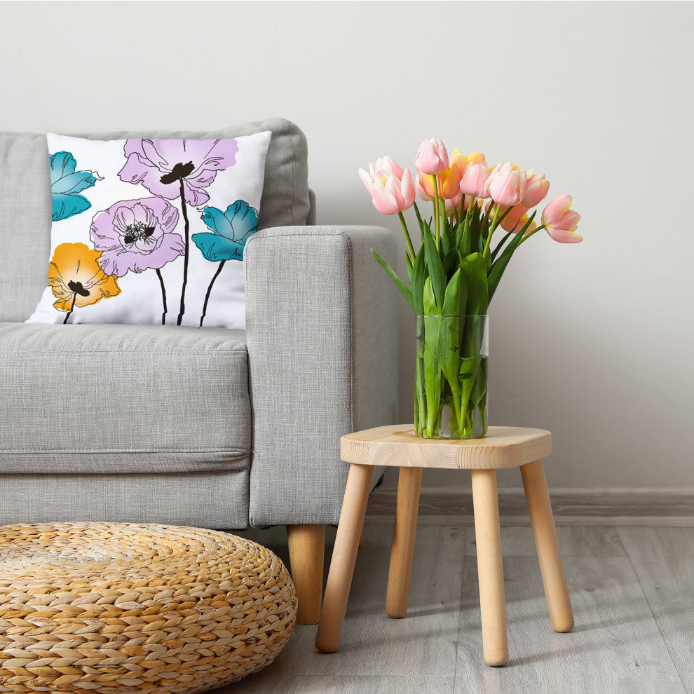 Popping Poppies Decorative Throw Pillow, Lilac, 26"x26"