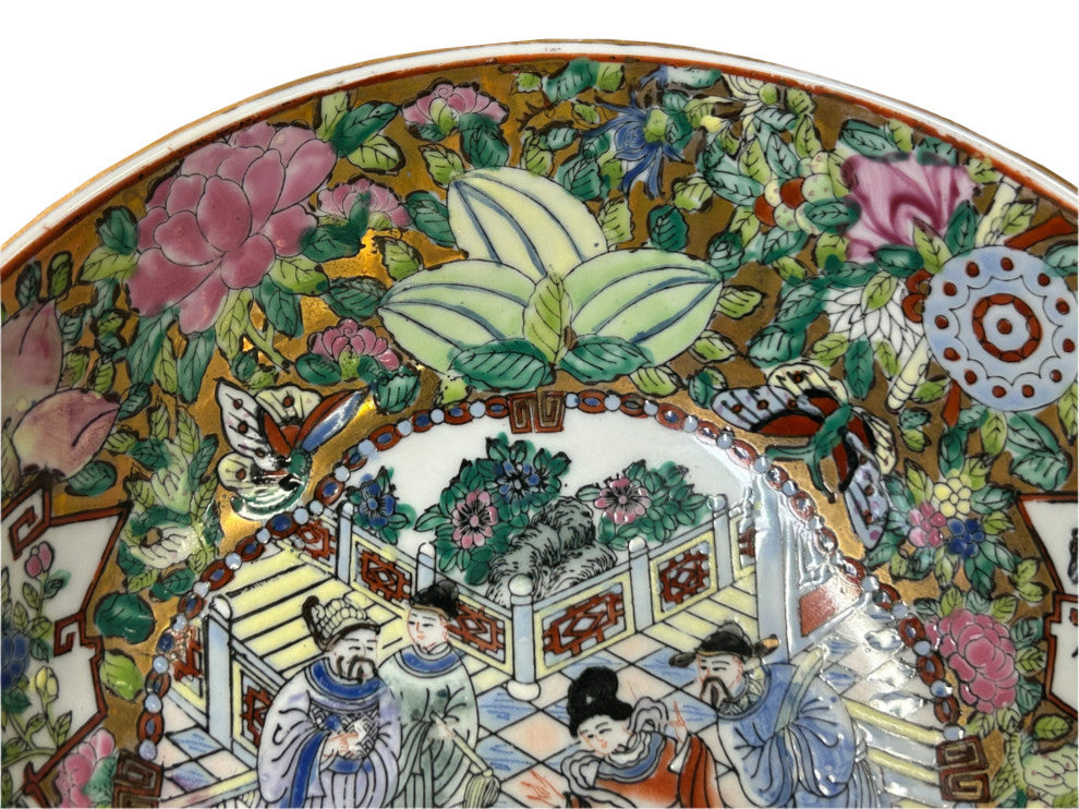 Chinese Vintage Famille Rose People Scenery Porcelain Art Bowl Hws4399