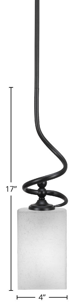 Capri Stem Mini Pendant In Matte Black Finish With 4" White Muslin Glass