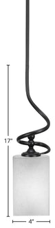 Capri Stem Mini Pendant In Matte Black Finish With 4" White Muslin Glass