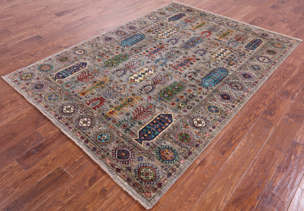 5' 9" X 8' 1" Fine Turkmen Ersari Hand-Knotted Rug - Q12218