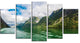 Green Lake Sognefjord Norway, Landscape Canvas Art Print, 60"x32", 5 Panels