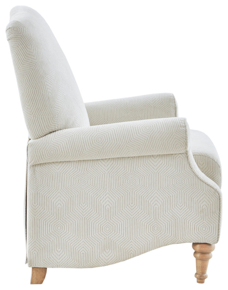 Madison Park Camel Oak Push Back Recliner, Patterned Ivory