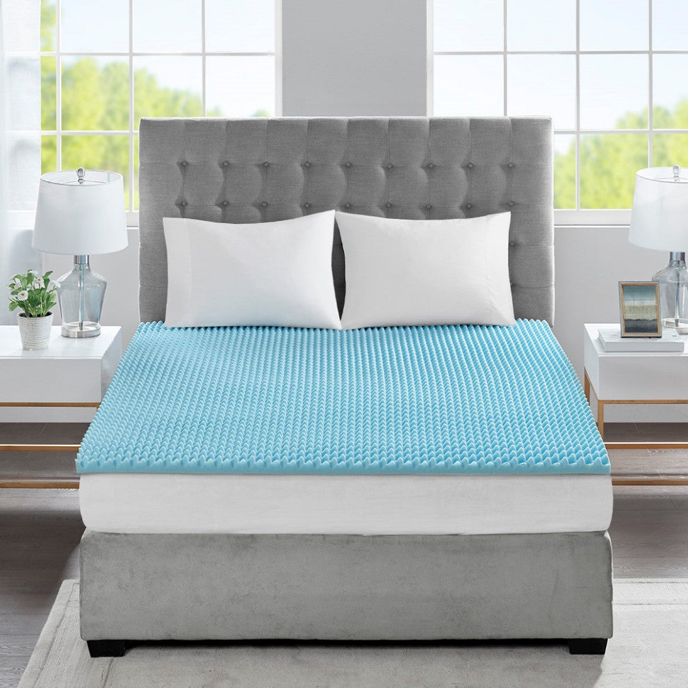 Sleep Philosophy 1.5" Gel Memory Foam Topper, Blue, King