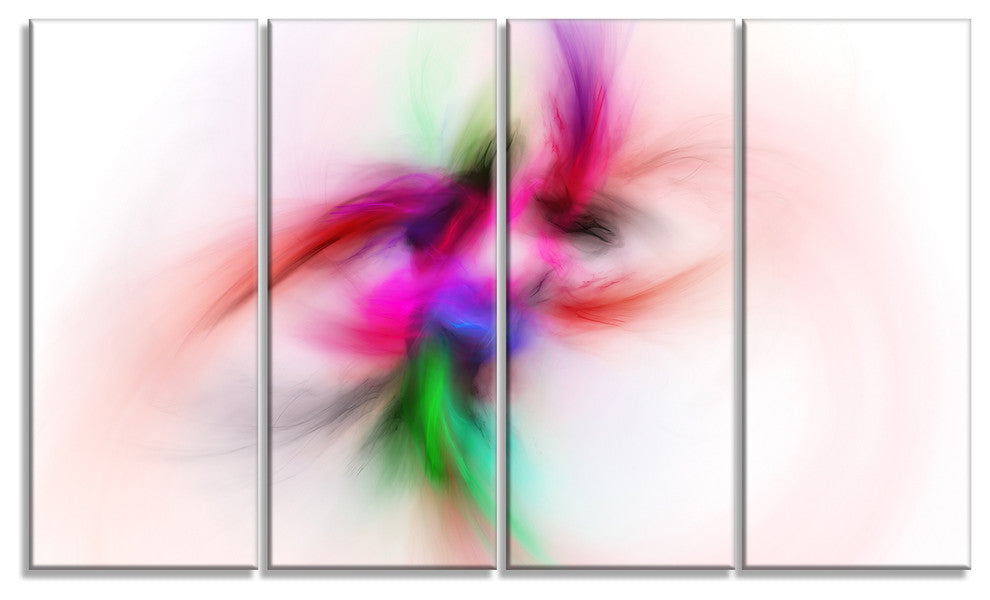 Colorful Electromagnetic Field, Abstract Wall Art Canvas, 48"x28", 4 Panels