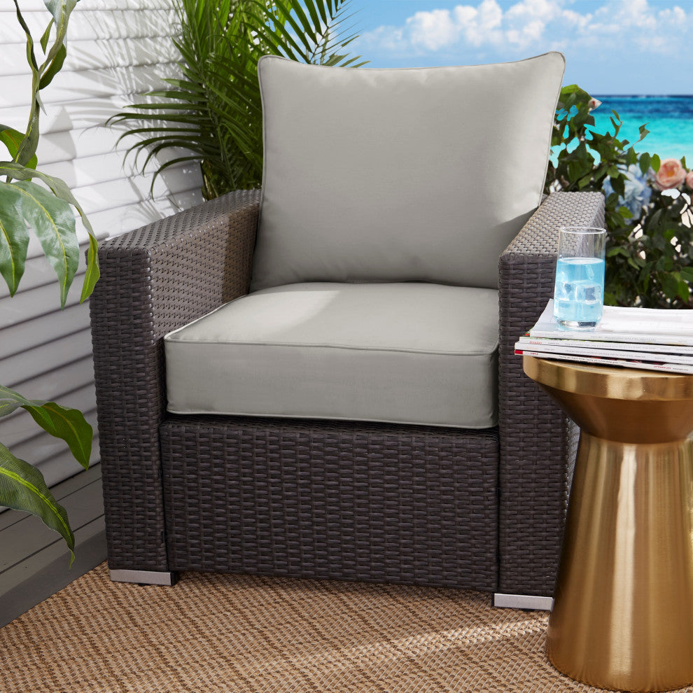Gray Outdoor Corded Deep Seating Pillow and Cushion Set, 23x25x5