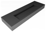CastelloUSA Pyramid Solid Surface Wall Mounted Ramp Basin Sink, Gray, 60", No Faucet Hole