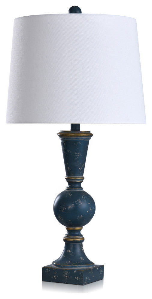 Asher Traditional Distressed Bannister Table Lamp Distressed Blue