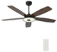 52'' Ceiling Fan with Remote and Dimmable Light Kit for Smart Home, Black/Wood